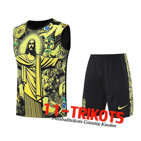 Brasilien Trainings-Tanktop Kinder Gelb/Schwarz 2025/2026