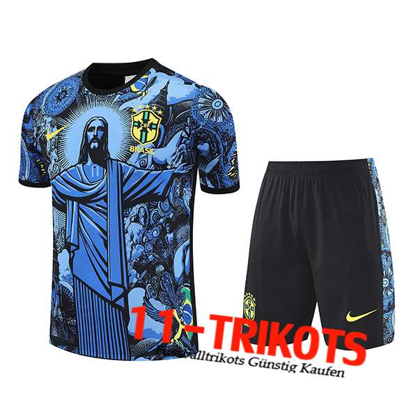 Brasilien Trainingstrikot Kinder Blau/Schwarz 2025/2026