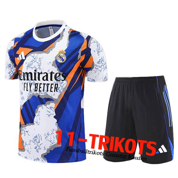 Real Madrid Trainingstrikot Kinder Weiß/Blau/Orange 2025/2026