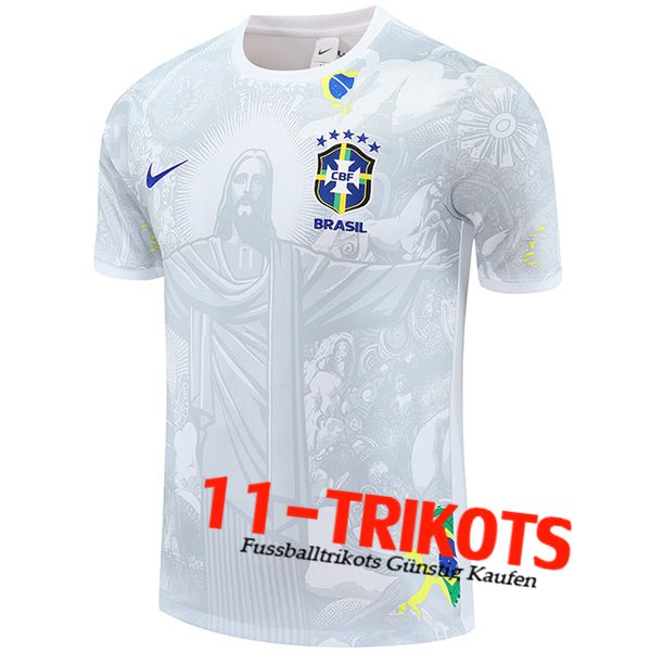 Brasilien Trainingstrikot Weiß/Grau 2025/2026