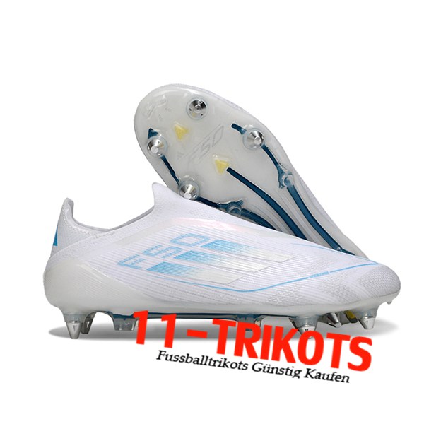 Adidas Fussballschuhe F50 Elite Laceless SG Weiß/Blau