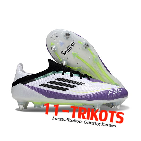 Adidas Fussballschuhe F50 Elite SG Weiß/Schwarz/lila/Grün
