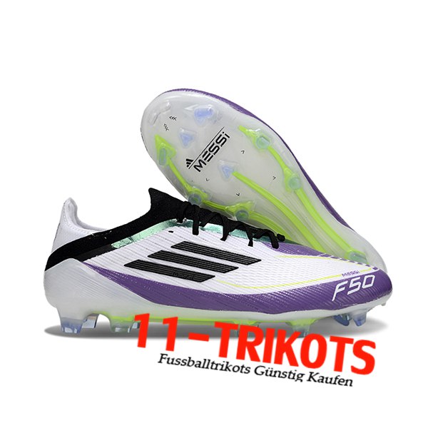 Adidas Fussballschuhe F50 Elite FG Weiß/Schwarz/lila/Grün