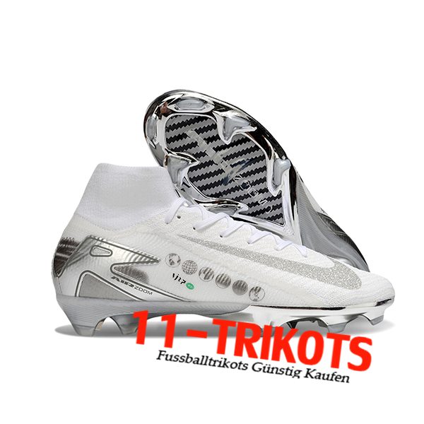 Nike Fussballschuhe Air Zoom Mercurial Superfly IIX Elite FG Weiß/Grau