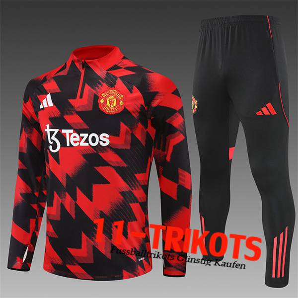 Manchester United Trainingsanzug Kinder Rot/Schwarz 2025/2026