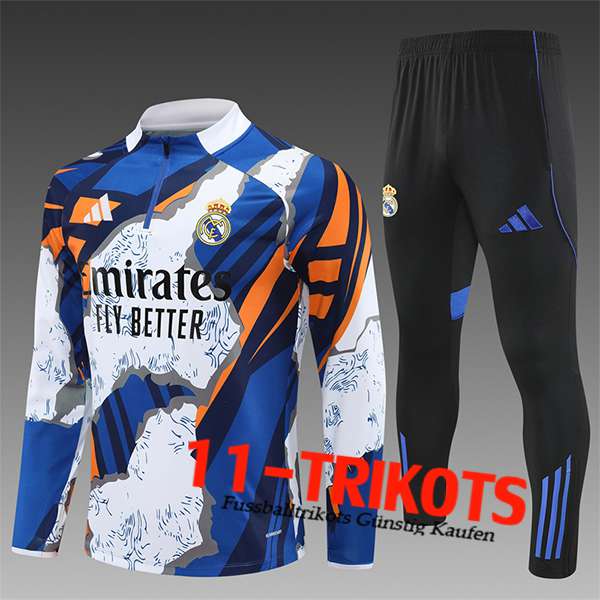 Real Madrid Trainingsanzug Kinder Weiß/Blau/Orange 2025/2026