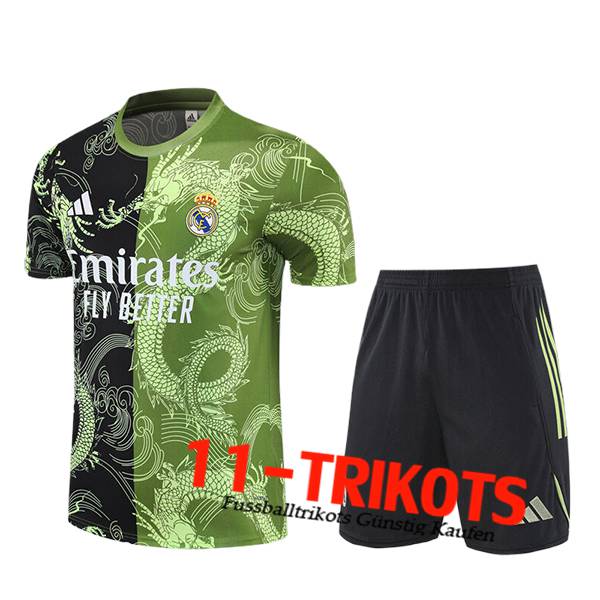 Real Madrid Trainingstrikot Kinder Schwarz/Grün/Weiß 2025/2026