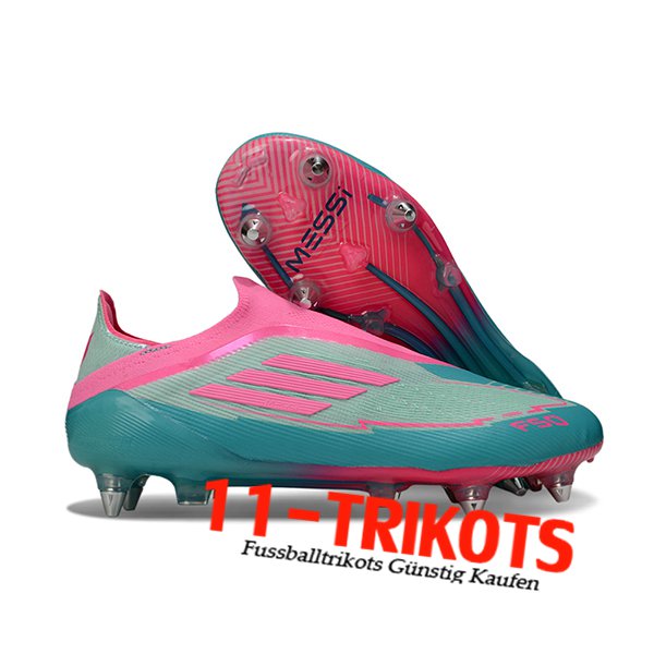 Adidas Fussballschuhe F50 Elite Laceless SG Grün/Rosa