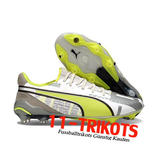 PUMA Fussballschuhe KING FG/AG Weiß/Grau/Grün