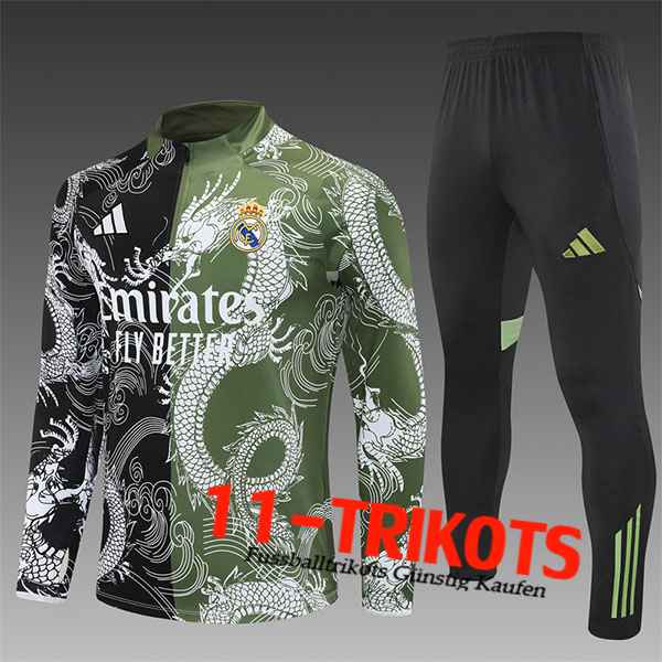 Real Madrid Trainingsanzug Foot Kinder Schwarz/Grün/Weiß 2025/2026