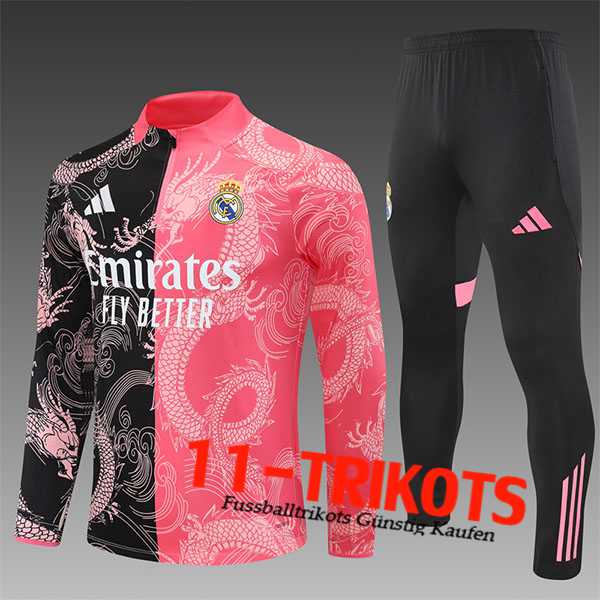 Real Madrid Trainingsanzug Foot KinderSchwarz/Rosa/Weiß 2025/2026