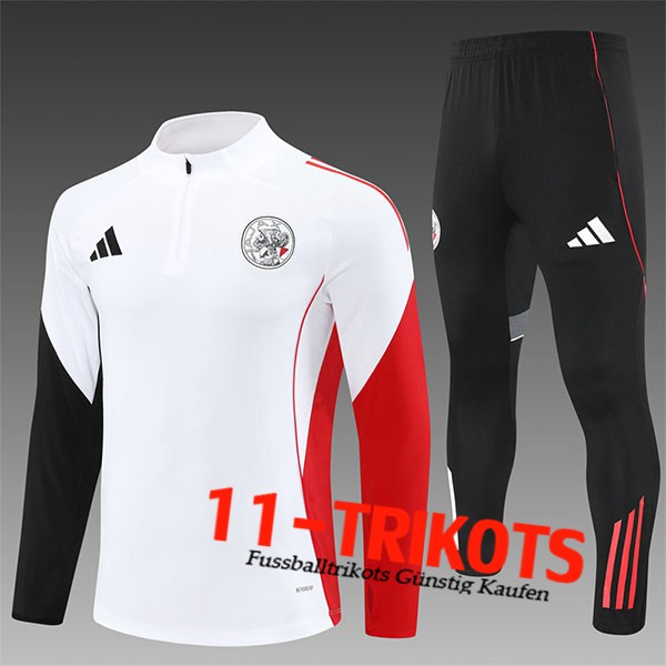 Ajax Trainingsanzug Kinder Weiß/Schwarz/Rot 2025/2026