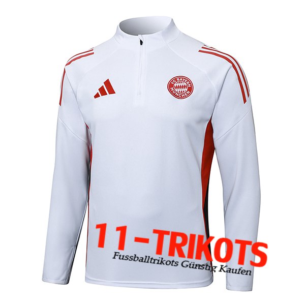 Bayern Munchen Training Sweatshirt Weiß/Rot 2025/2026 -02