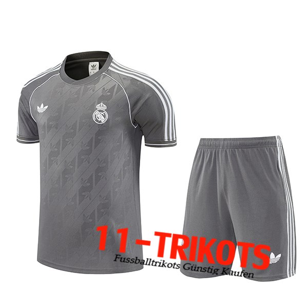 Real Madrid Ensemble Trainingstrikot Grau/Weiß 2025/2026 -02