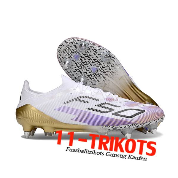 Adidas Fussballschuhe F50 Elite SG Weiß/lila/Schwarz/Gelb