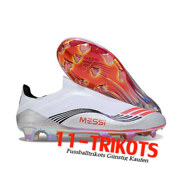 Adidas Fussballschuhe F50 Elite Laceless FG Weiß/Schwarz/Orange