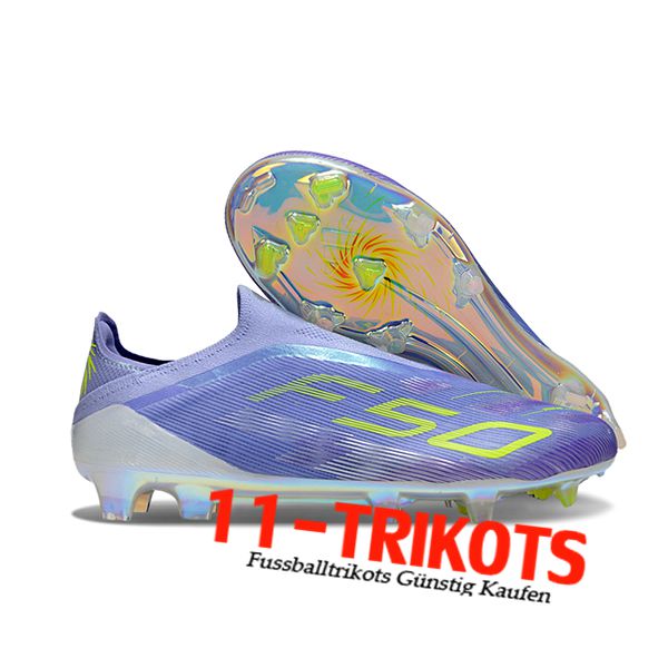 Adidas Fussballschuhe F50 Elite Laceless FG lila/Grün -02