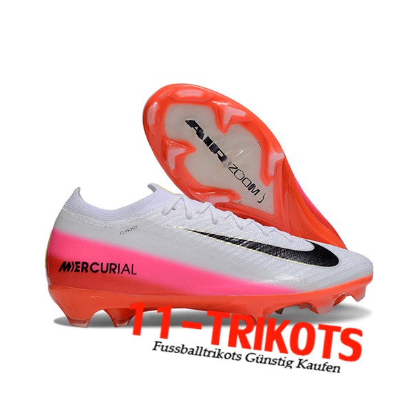 Nike Fussballschuhe AIR Zoom Mercurial Vapor 16 Elite XXV FG Weiß/Schwarz/Rosa/Orange