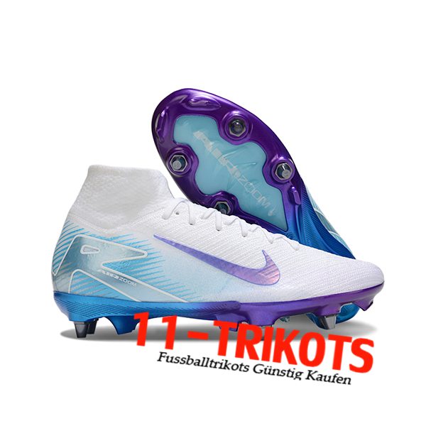 Nike Fussballschuhe Air Zoom Mercurial Superfly IIX Elite SG Weiß/Blau/lila