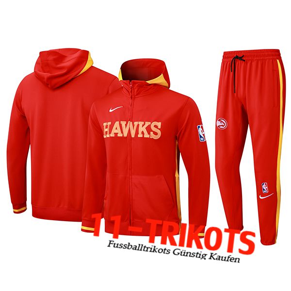 Atlanta Hawks Trainingsanzug Mit Kapuze Trainingsjacke Windbreaker Rot/Gelb 2025/2026