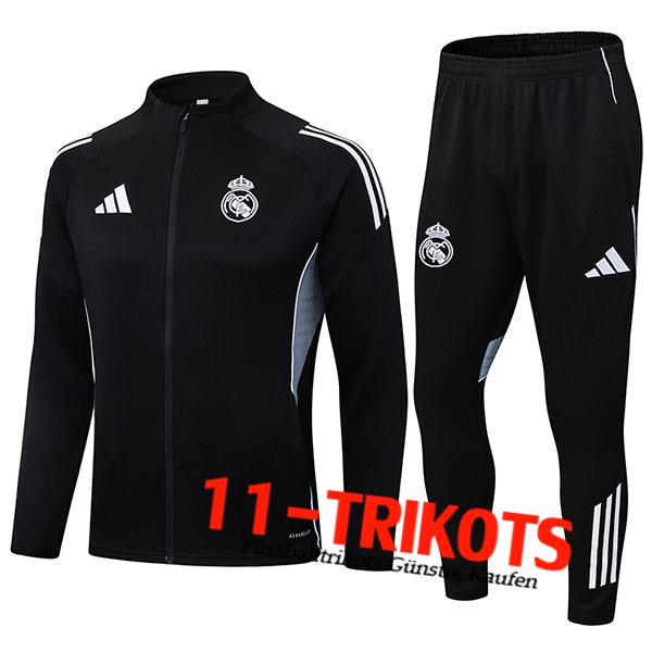 Real Madrid Trainingsanzug Veste Schwarz/Grau 2025/2026 -02