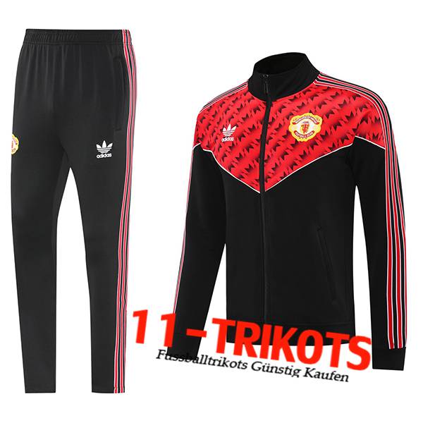 Manchester United Trainingsanzug Veste Schwarz/Rot 2025/2026 -03