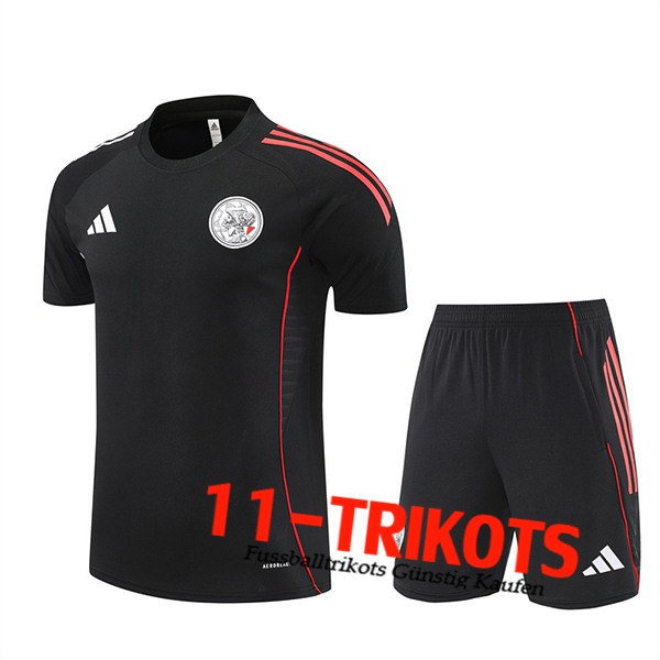 Ajax Ensemble Trainingstrikot Kinder Schwarz/Rot 2025/2026