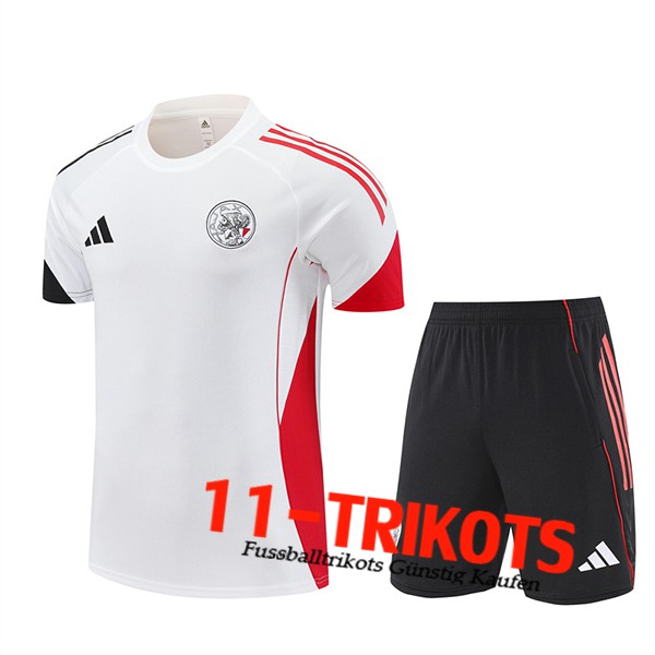 Ajax Ensemble Trainingstrikot Kinder Weiß/Schwarz/Rot 2025/2026