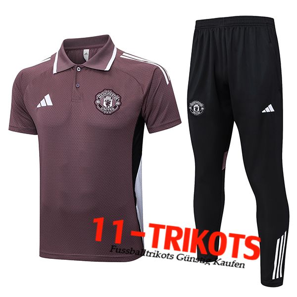 Manchester United Poloshirt lila/Schwarz/Weiß 2025/2026