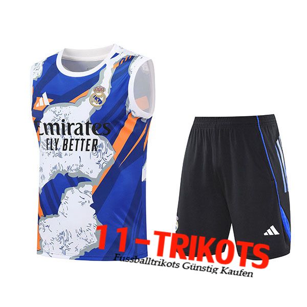 Real Madrid Trainings-Tanktops Weiß/Blau/Orange 2025/2026