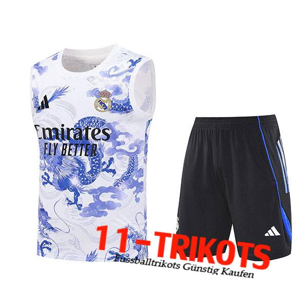 Real Madrid Trainings-Tanktops Weiß/Blau 2025/2026