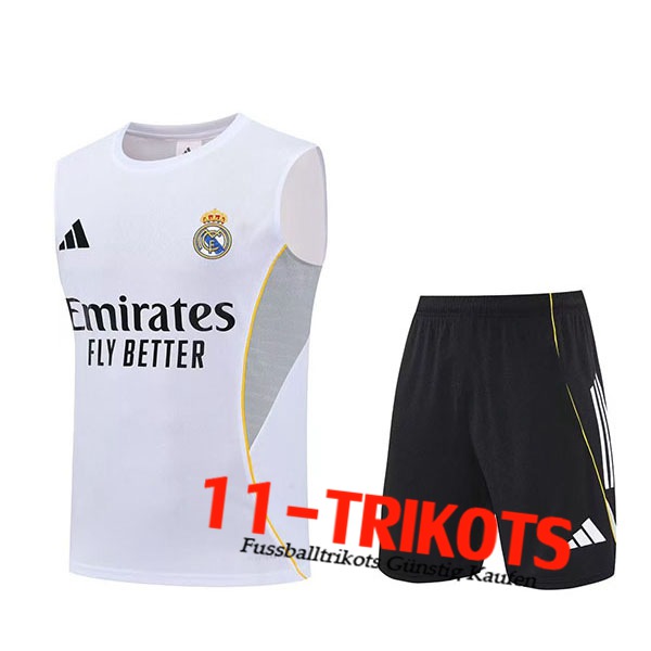 Real Madrid Trainings-Tanktops Weiß/Grau 2025/2026
