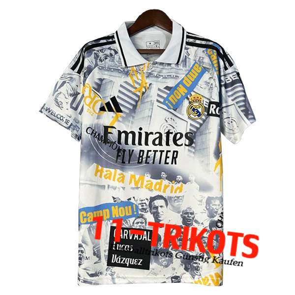 Real Madrid Poloshirt Weiß/Grau/Gelb 2025/2026