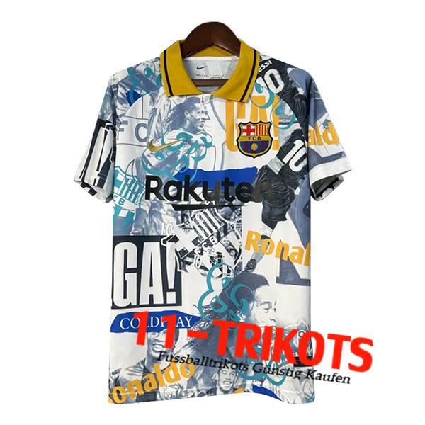 FC Barcelona Poloshirt Weiß/Grau/Blau/Gelb 2025/2026