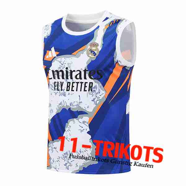 Real Madrid Trainings-Tanktops Weiß/Blau/Orange 2025/2026