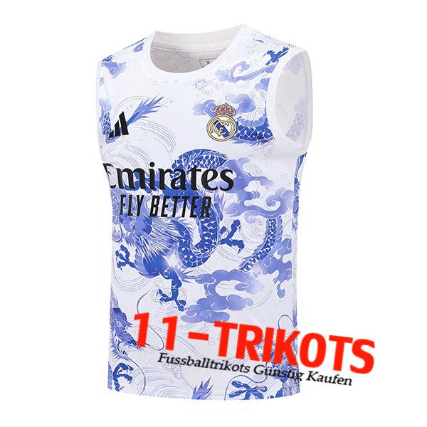 Real Madrid Trainings-Tanktops Weiß/Blau 2025/2026