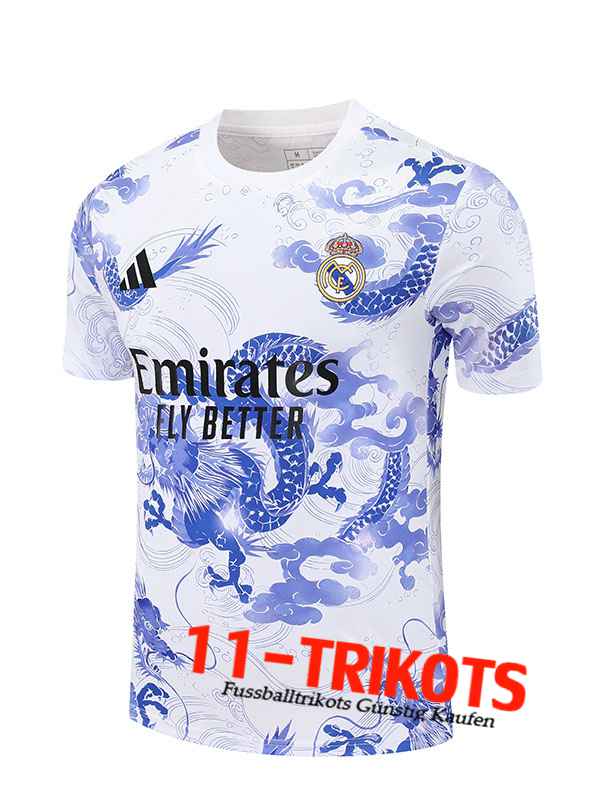 Real Madrid Trainingstrikot Weiß/Blau 2025/2026 -02