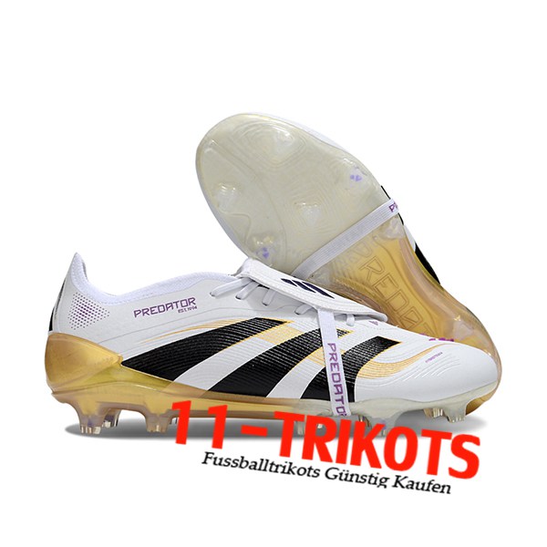 Adidas Fussballschuhe 25 Predator Elite Tongue FG Weiß/Schwarz/Gelb -02