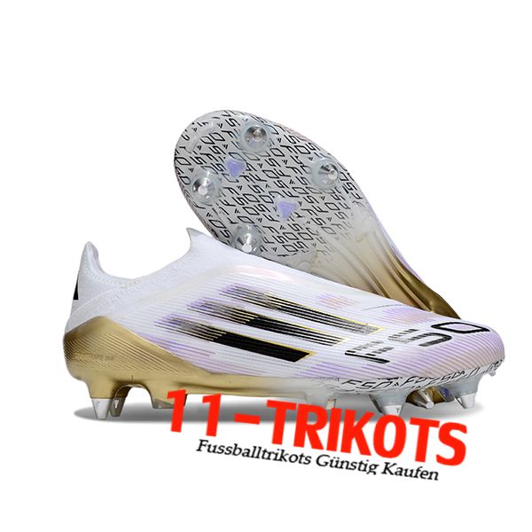 Adidas Fussballschuhe F50 Elite Laceless SG Weiß/Schwarz/lila/Gelb