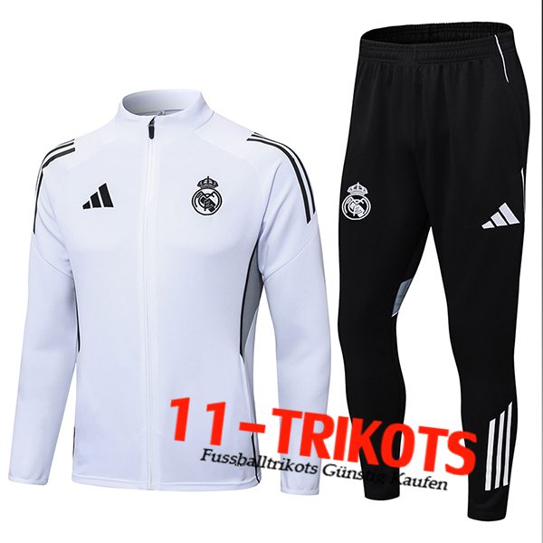 Real Madrid Trainingsjacke Weiß/Schwarz/Grau 2025/2026