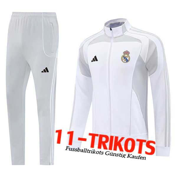 Real Madrid Trainingsjacke Weiß/Grau 2025/2026 -02