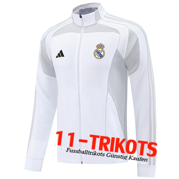Real Madrid Trainingsjacke Weiß/Grau 2025/2026