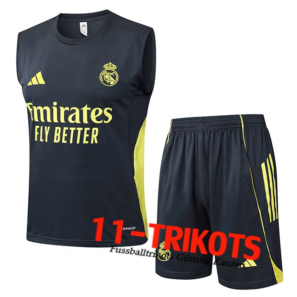 Real Madrid Trainings-Tanktop Grau/Gelb 2025/2026