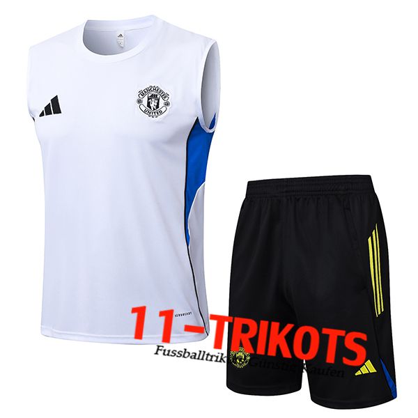 Manchester United Trainings-Tanktop Weiß/Blau 2025/2026
