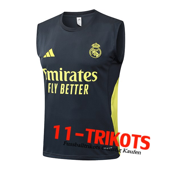 Real Madrid Trainings-Tanktop Grau/Gelb 2025/2026