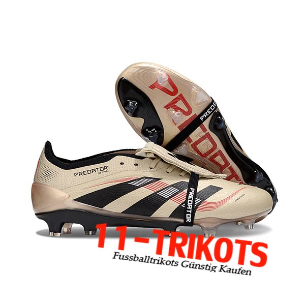 Adidas Fussballschuhe 25 Predator Elite Tongue FG Beige/Schwarz/Rot