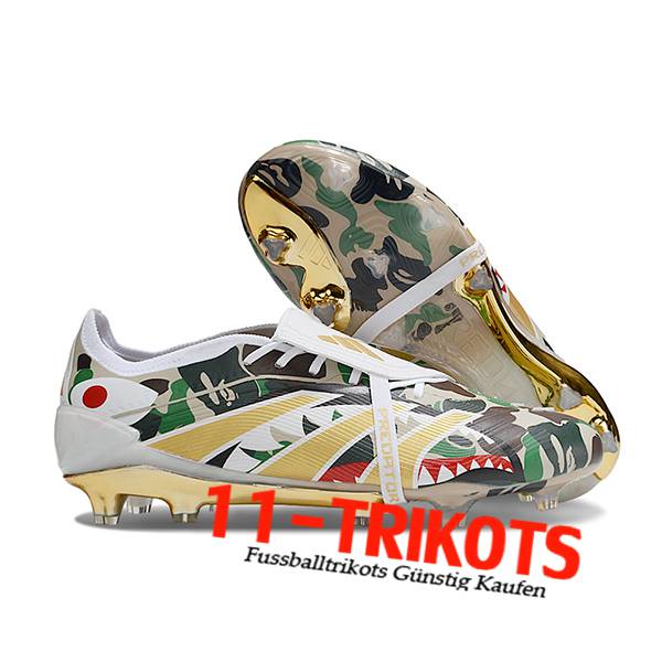 Adidas Fussballschuhe 25 Predator Elite Tongue FG Weiß/Gelb/Grün