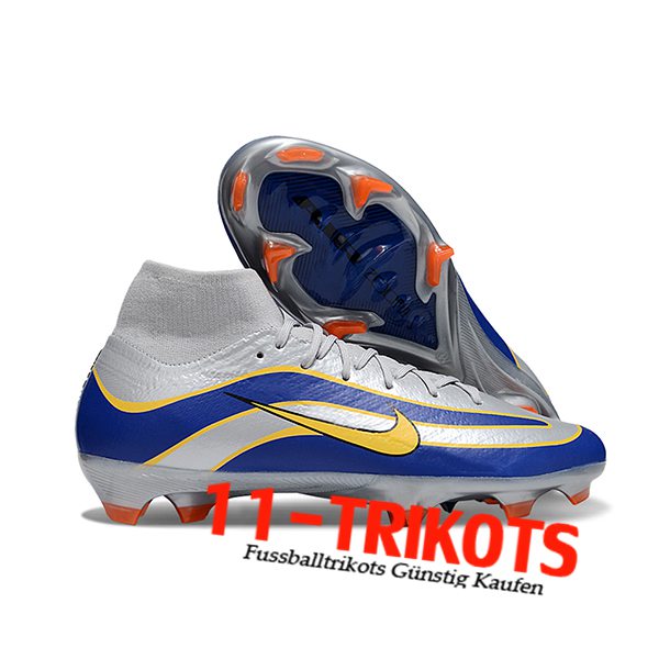 Nike Fussballschuhe Air Zoom Mercurial Superfly IIX Elite FG Grau/Blau/Gelb
