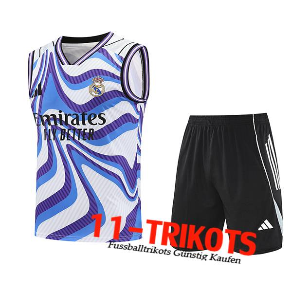 Real Madrid Trainings-Tanktops Weiß/Blau/lila 2025/2026