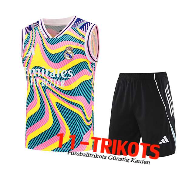 Real Madrid Trainings-Tanktops Grün/Rosa/Gelb 2025/2026